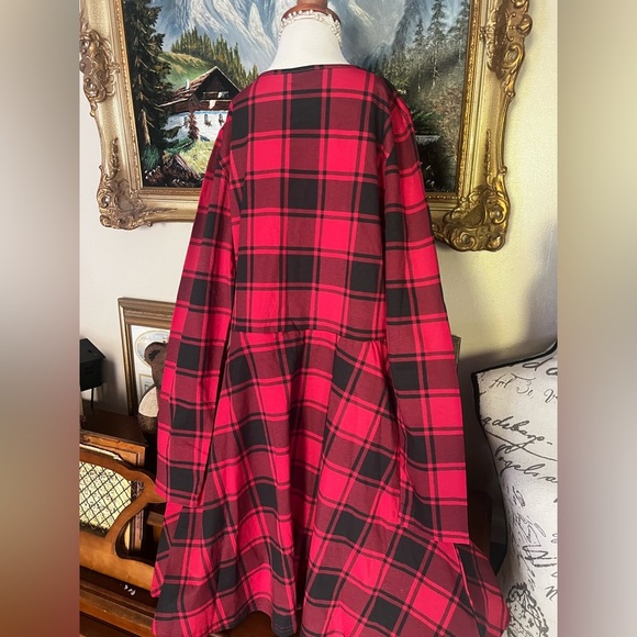 ❤️ Girls Christmas Red Plaid Long Sleeve Dress Size XXL NWT - Picture 4 of 5